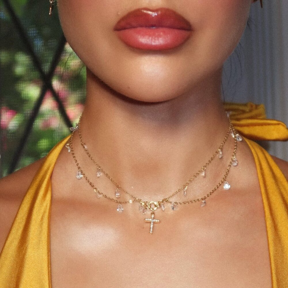 Lorelei Heather Cross Choker